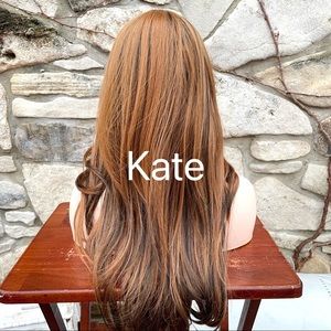 Human hair blend light brown/brown wig